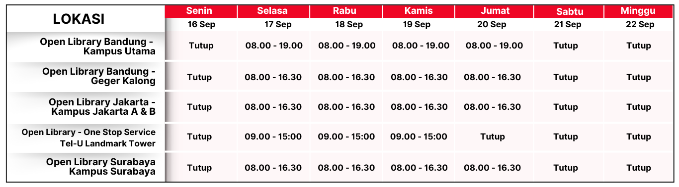 Jam Operasional Bulan September