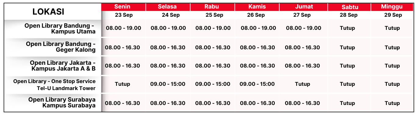 Jam Operasional Bulan September